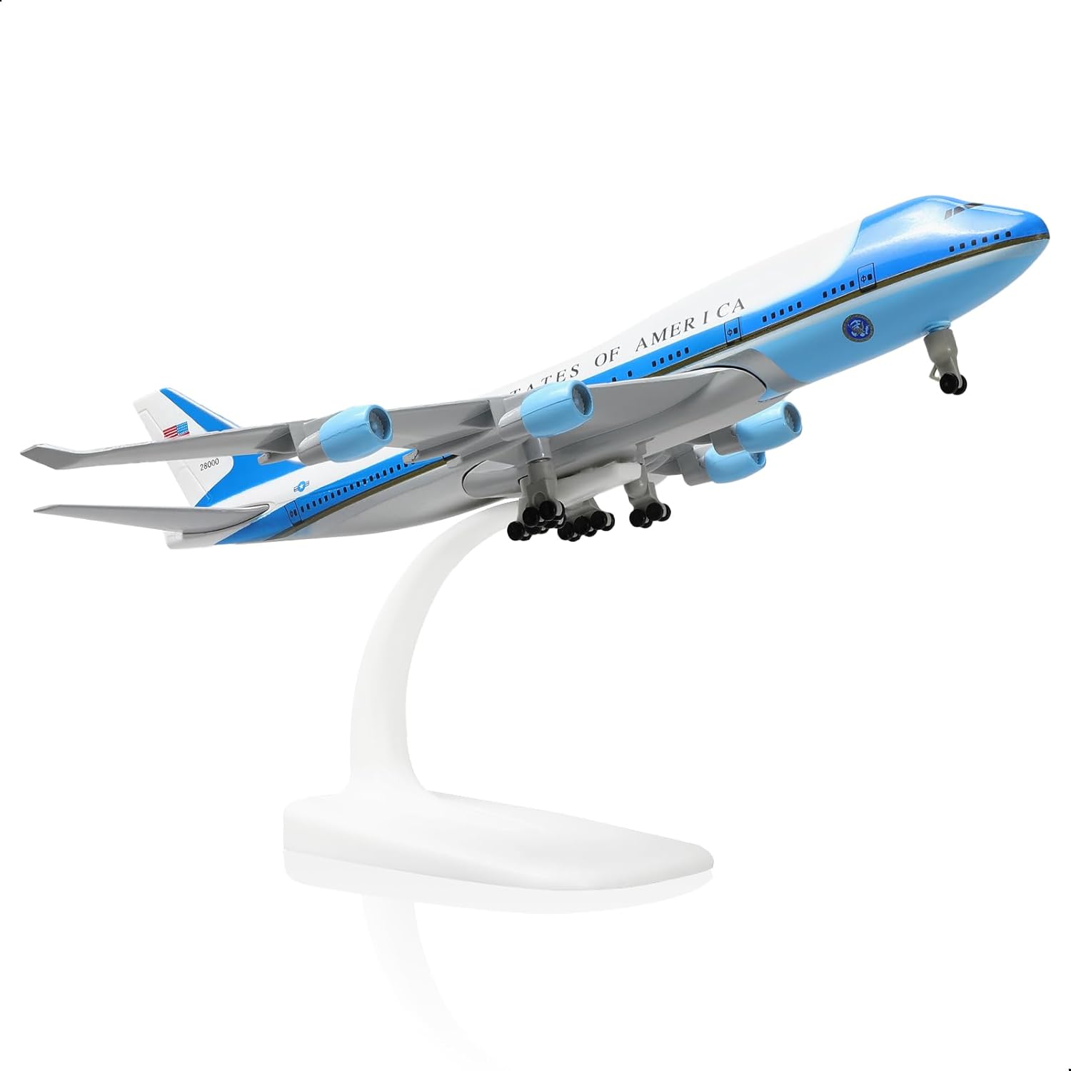 Air Force One 1/300 Die-Cast Metal Boeing 747 VC-25A Model with Stand (8.3 Inch) for Aviation Enthusiasts, Desktop Display