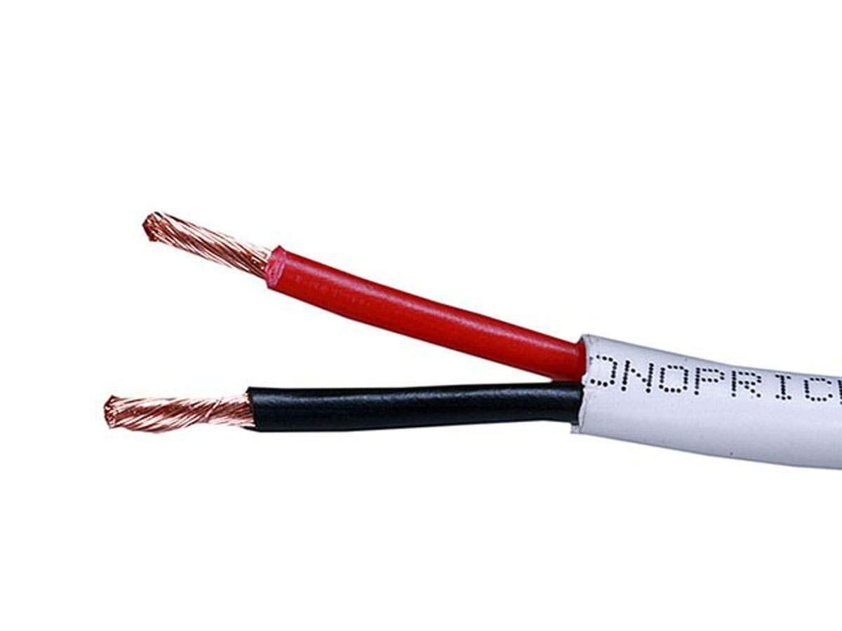 Monoprice Speaker Wire - CL2 Rated, 2-Conductor, 14AWG, PVC Jacket Material, 99.9% Oxygen-Free Pure Bare Copper, 500 Feet, White