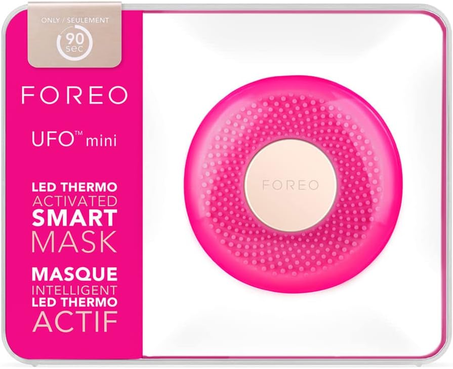 Foreo Ufo Mini Full Facial Led Mask Treatment, Red Light Therapy, Face Masks Beauty Treatment, Korean Skincare, Thermotherapy & Face Massager, Moisturiser, Increased Skin Care Absorption, Pearl Pink