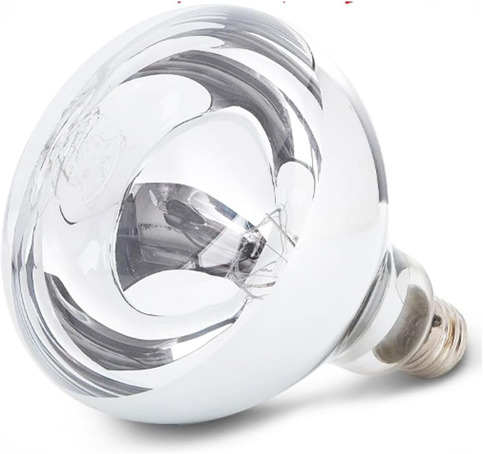 Heat Lamp Bulb 250 Watts Infrared White Light for Food Service (dia125x165mm(L))