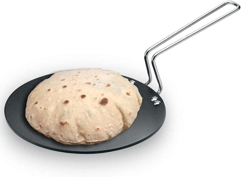 HAWKINS Futura Non-stick Concave Tava Griddle 4.06mm Thick with Steel Handle, 8.5-Inch