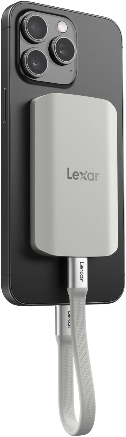Lexar ES5 Portable SSD 1TB, USB 3.2 Gen2x2 up to 2000MB/s Read and Write, IP65, Magsafe External SSD Support Apple ProRes 4K (for iPhone 15/16 Pro) and Galaxy S25 8K, for Laptop, Liquid Silicon Build