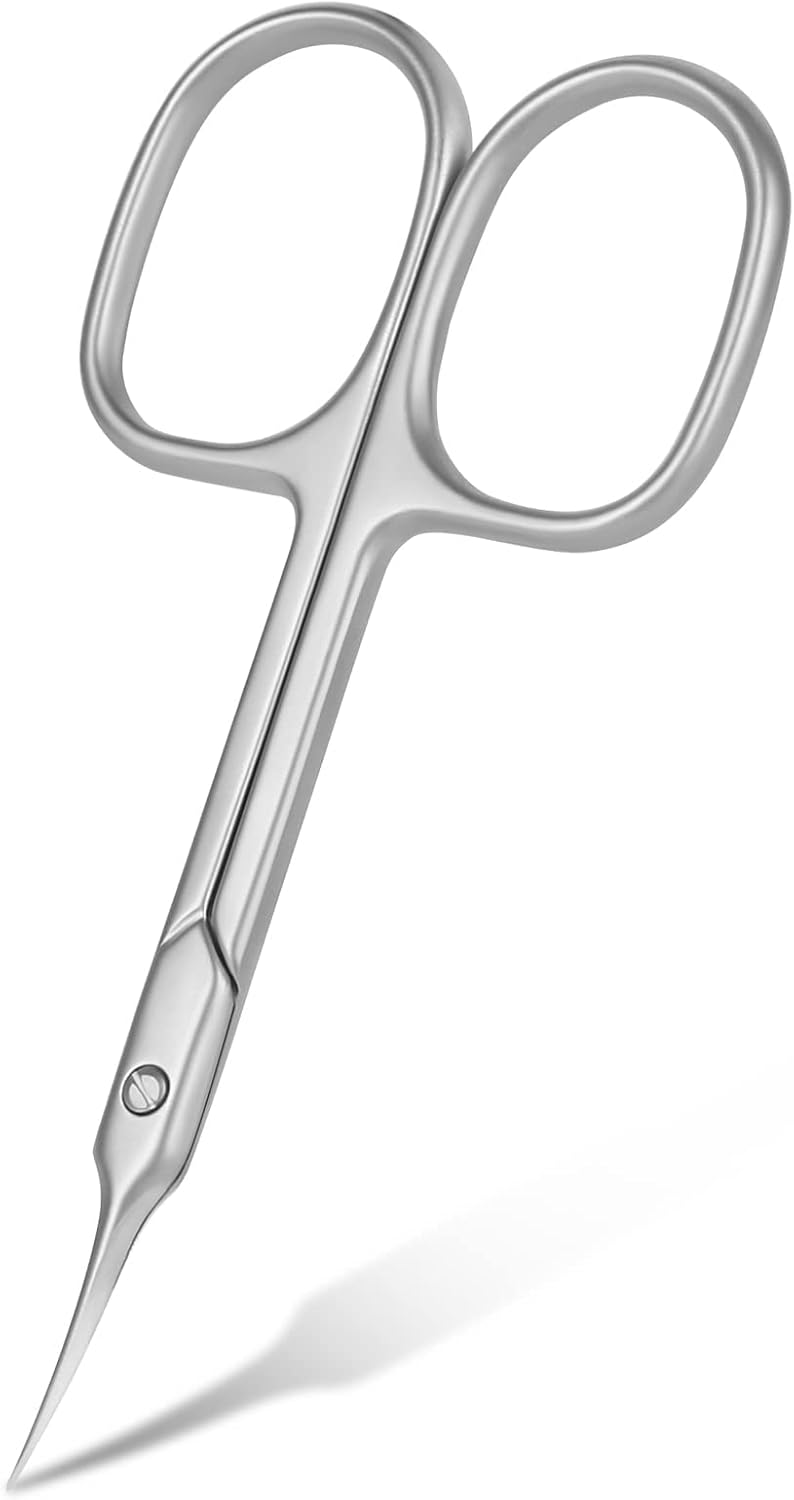 URAQT Cuticle Scissors, Manicure Kit With Sharp Curved Professional Stainless Steel Scissors for Eyebrow, Mustache, Dry Skin and Nail Grooming