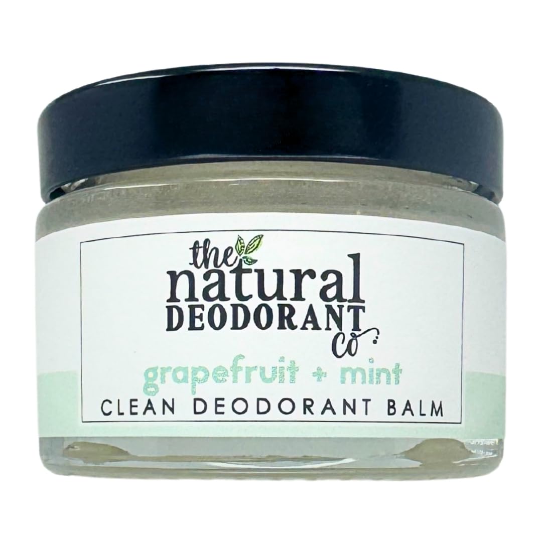 The Natural Deodorant Co, Clean Deodorant Balm Grapefruit + Mint 55g | Aluminum Free, Plastic Free, Natural Ingredients, Effective All Day Protection