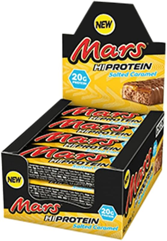 Mars Hi Protein Salted Caramel Bar (12 x 59g) - High Protein Energy Snack with Salted Caramel, Nougat and Real Milk Chocolate - Contains 20g Protein