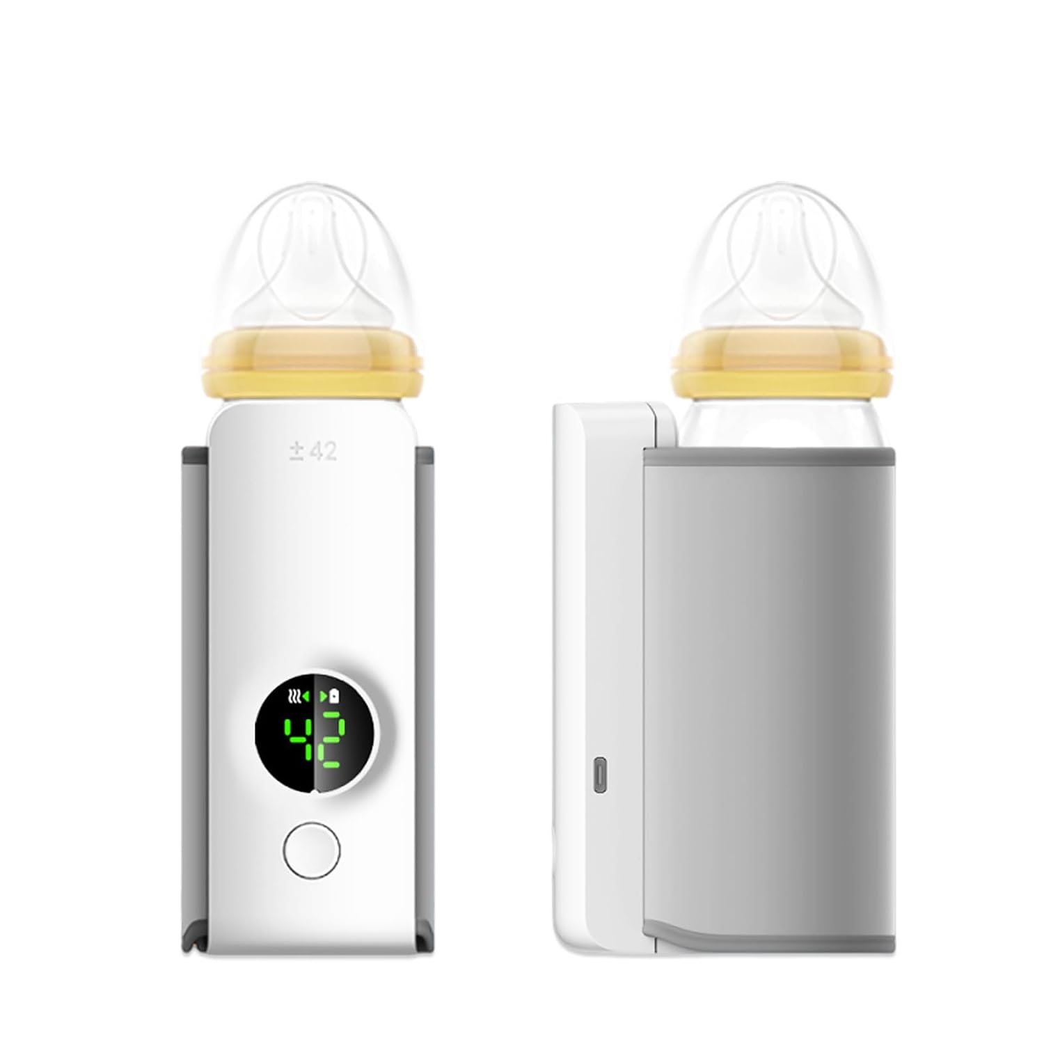 Portable Bottle Warmer for Travel, Rechargeable Baby Bottle Warmer Portable Infant Milk Warmer, 6000mAh Battery Powered, Temperature Digital Display