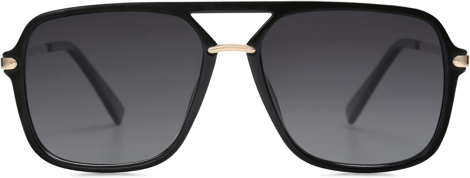 SOJOS Sunglasses for Women & Men, Square, Retro, Polarized Lens, Trendy Aviator, 90s Shades