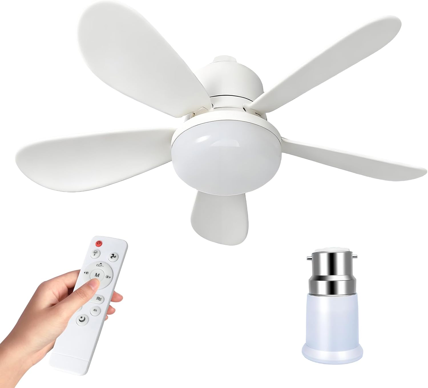 52cm Ceiling Fan Light, E27/B22 Ceiling Fan with Light and Remote, 40W LED Ceiling Fans Dimmable,3 Speeds 3 Colors,Ceilings Lamp for Bedroom, Kitchen, Bathroom,No Base (E27/B22)