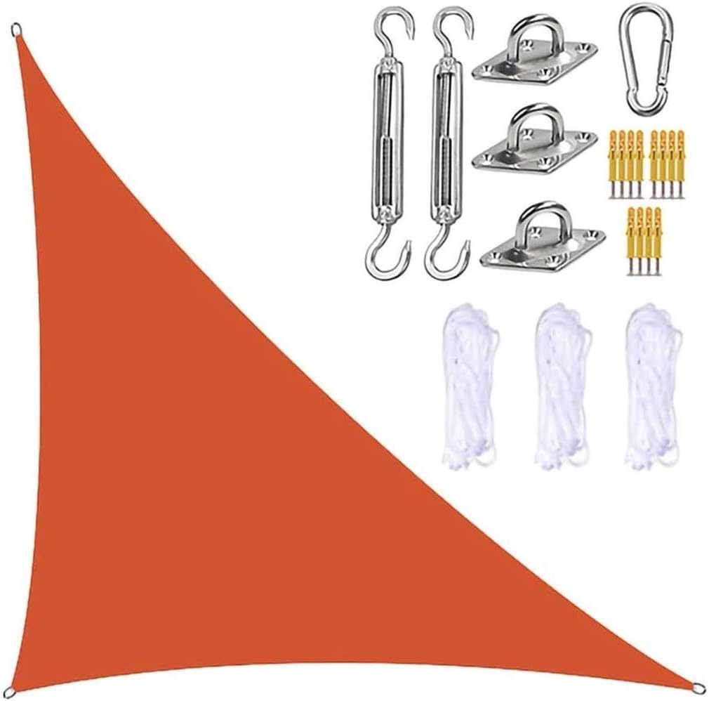 Garden Sail Canopy, Triangle Sun Sail Shade with Fixing Kit, 3 Ropes, Waterproof, UV Block, Right Angle Garden Shade Sails Sunshade Awnings for Outdoor Patios (Orange,3m x 3m x 4.3m)