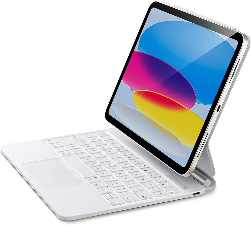 ESR iPad 11th(A16, 2025)/10th Gen Case with Keyboard, Magic Keyboard for iPad 10.9", Case with Floating Cantilever Stand, Springy Backlit Keys, Multi-Touch Trackpad, Rebound Series, White