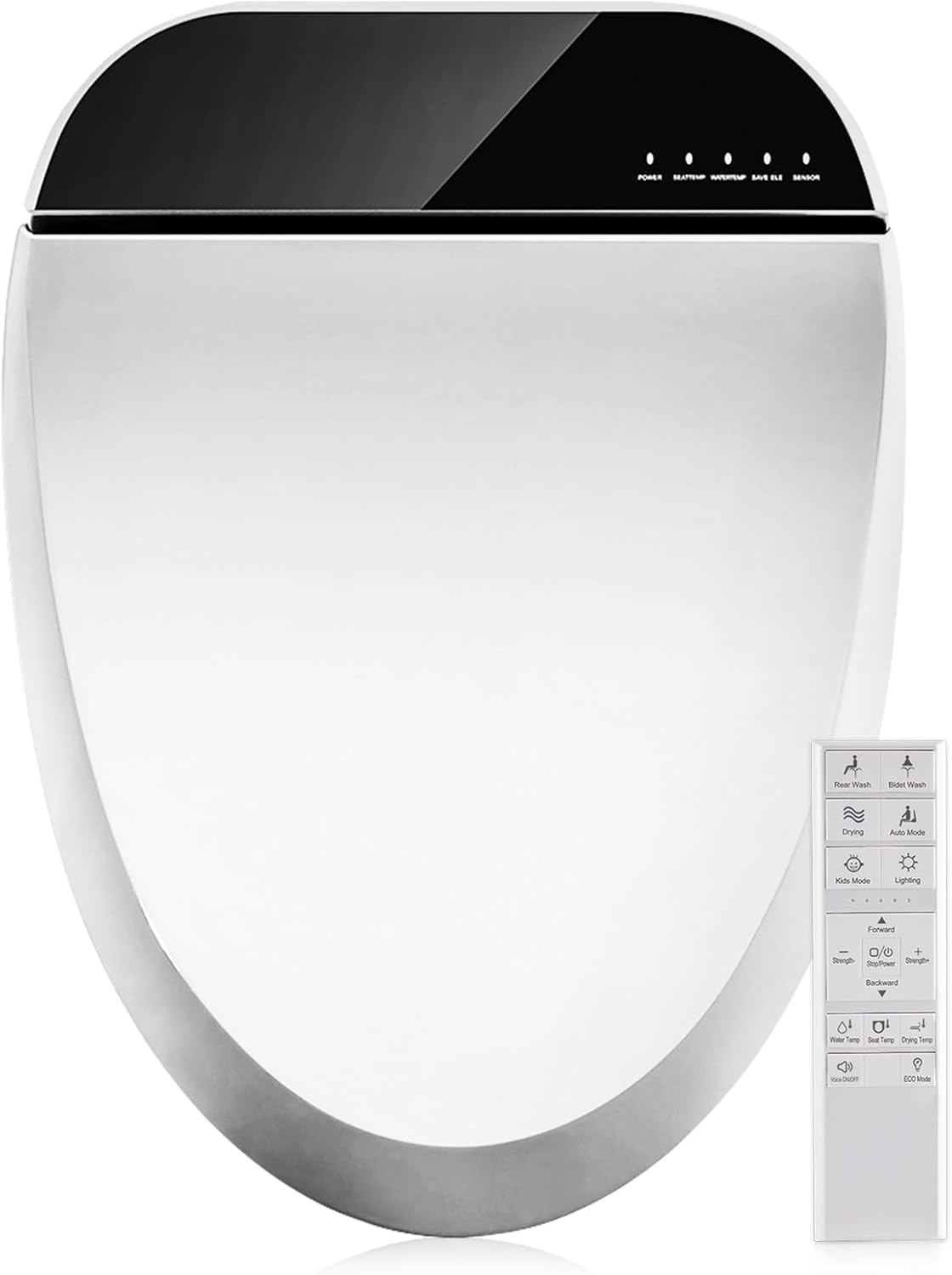 Combier Electric Bidet Toilet Seat Elongated, Wash Dry Soft Close Remote | Heated Warm Water Spray, Self-Clean Nozzle, Warm Air Drying, Silent Soft Close Lid, Ideal for Home & Hotel Bathroom Use