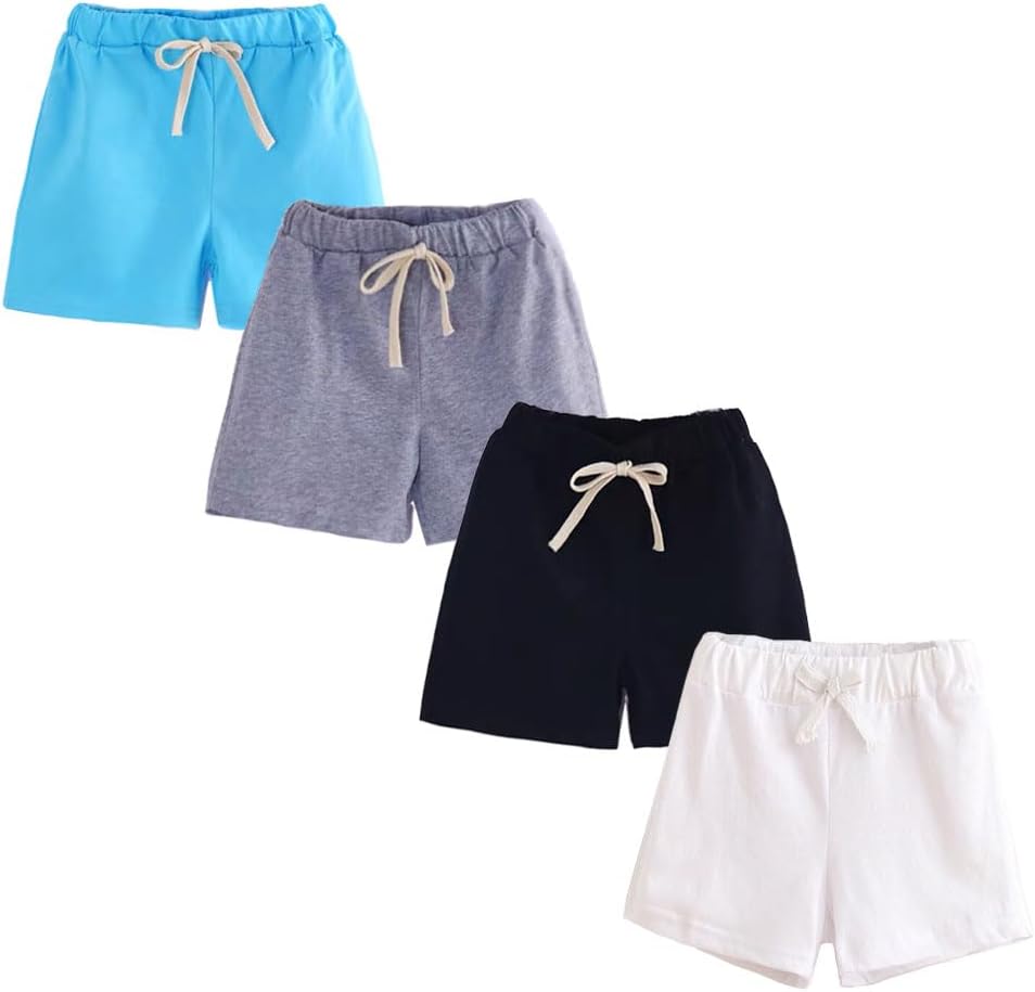 FedMois Boys' Summer Shorts Cotton, Pack of 4