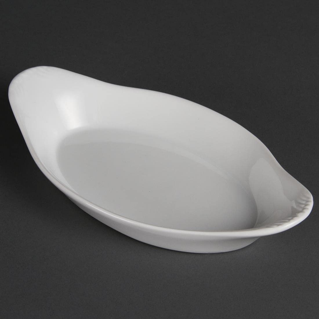 Olympia Whiteware Oval Eared Dishes 229X 127mm Porcelain Serving Plates 6pc