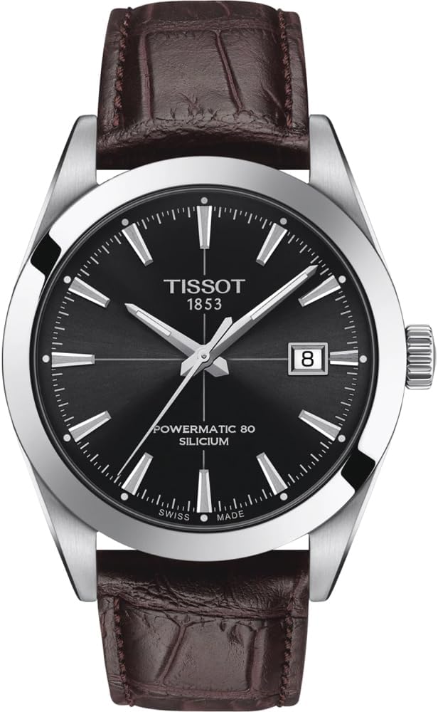 Tissot mens Gentleman Auto Stainless Steel Dress Watch Brown T1274071605101