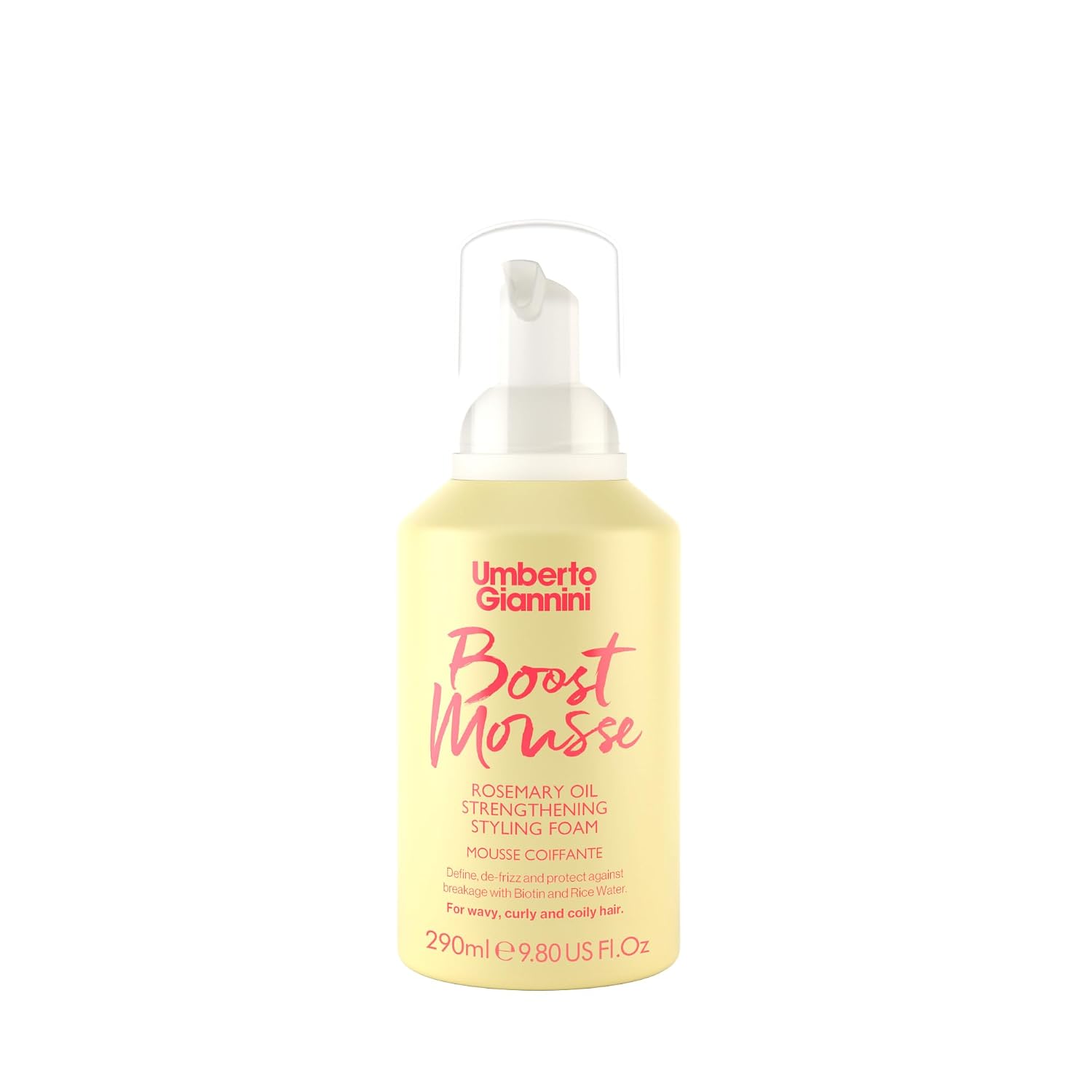 Umberto Giannini Strong Curls Rosemary Oil Boost Mousse Styling Foam for Curly, Coily, Wavy Hair - Includes Biotin - Sulphate Free + Vegan