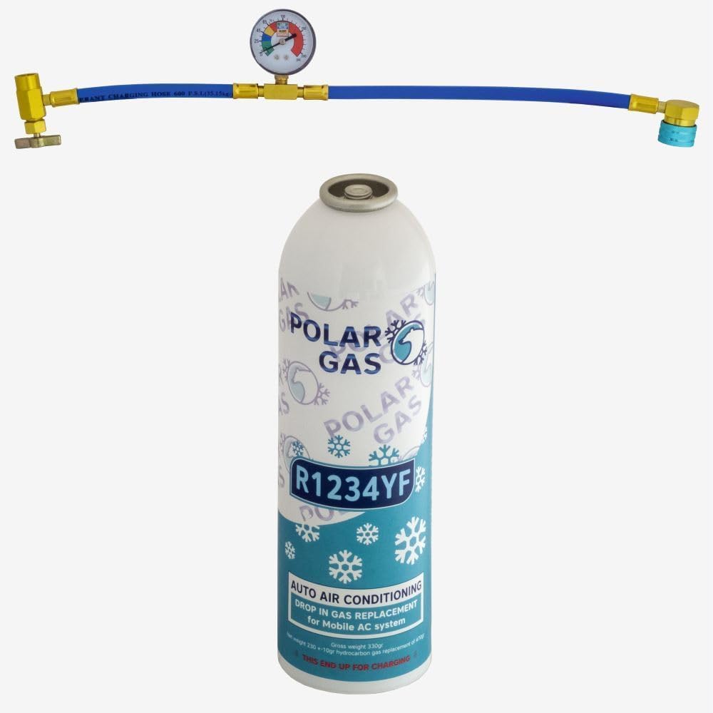1KGCA Car Aircon AC 1pcs R1234yf Compatible Refill Recharge Regas Gas 444gr + Hose Gauge Kit Clima Accessories DIY filler tube