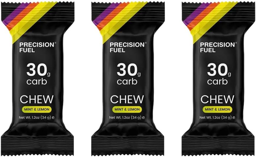 Precision Hydration PF30 Energy Chews For Running, Cycling, Hiking, Sports (30g of Carbohydrates) - 3 x 34g Packs (Mint & Lemon)
