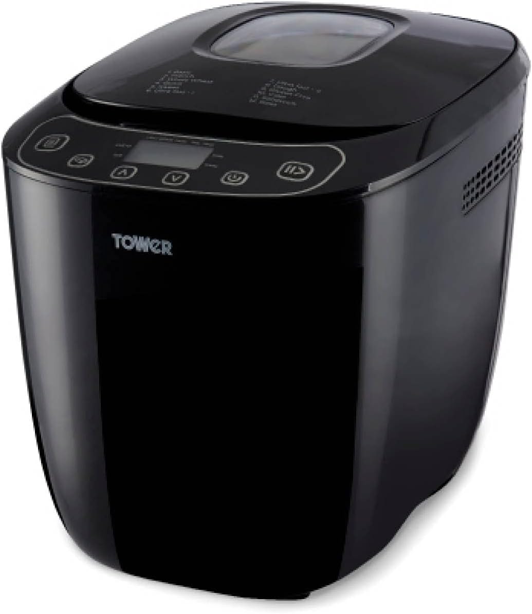 Tower 2lb Digital Bread Maker with 12 Automatic Programs, 13 Hours Delay Timer, 60 Minutes Keep Warm Function, Adjustable Crust Control, Non-Stick Bread Pan, 550W, Black, T11003