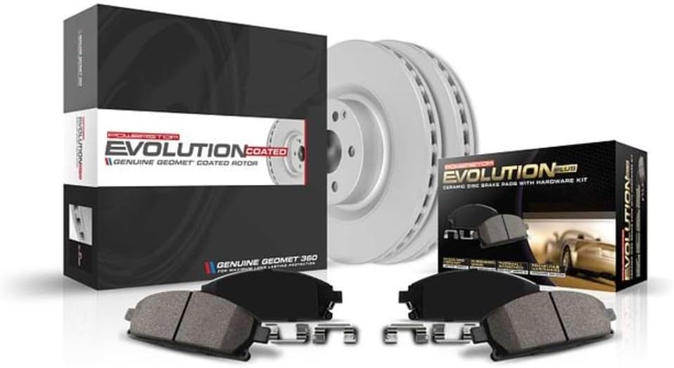 Power Stop CRK4713 Front Ceramic Brake Pads and Coated Brake Rotors Kit For Lexus NX200t NX300 NX300h RX350 RX450h | Toyota Highlander Sienna