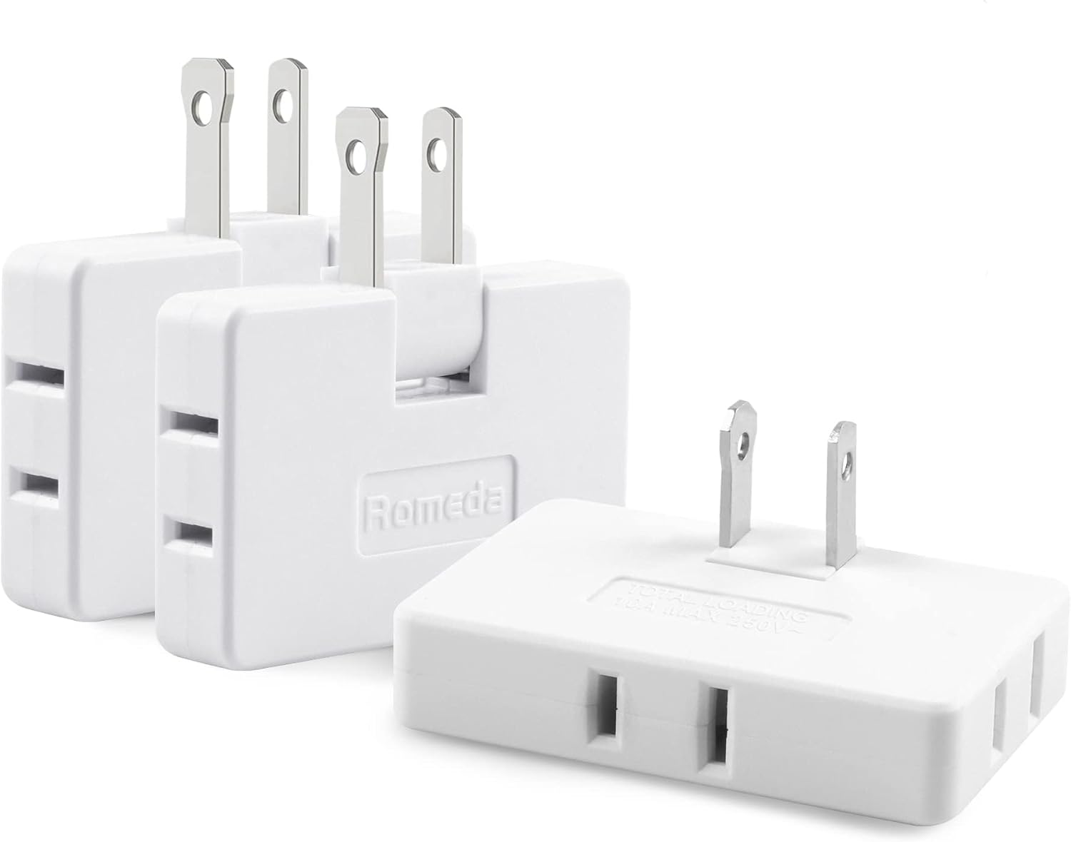 3 Pack AC Flat Wall Outlet Extender Flat Plug Adapter Outlet, Fold-Able 3 Way Wall Adapter Mani Plug for Home and Travel (White)