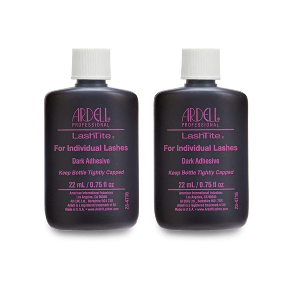 Ardell LashTite Lash Adhesive, Dark Eyelash Glue for Individual Lashes - Long-Lasting Waterproof Lash Glue, 0.75 oz, 2 Pack