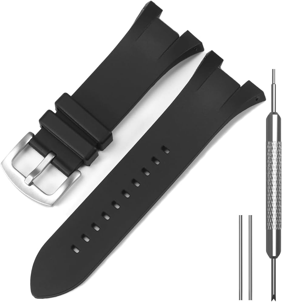 22mm Rubber Watch Band Compatible with Armani Exchange AX Series AX1040 AX1041 AX1050 AX1067 AX1068 AX1070 Waterproof Silicone Replacement Strap for Men Women