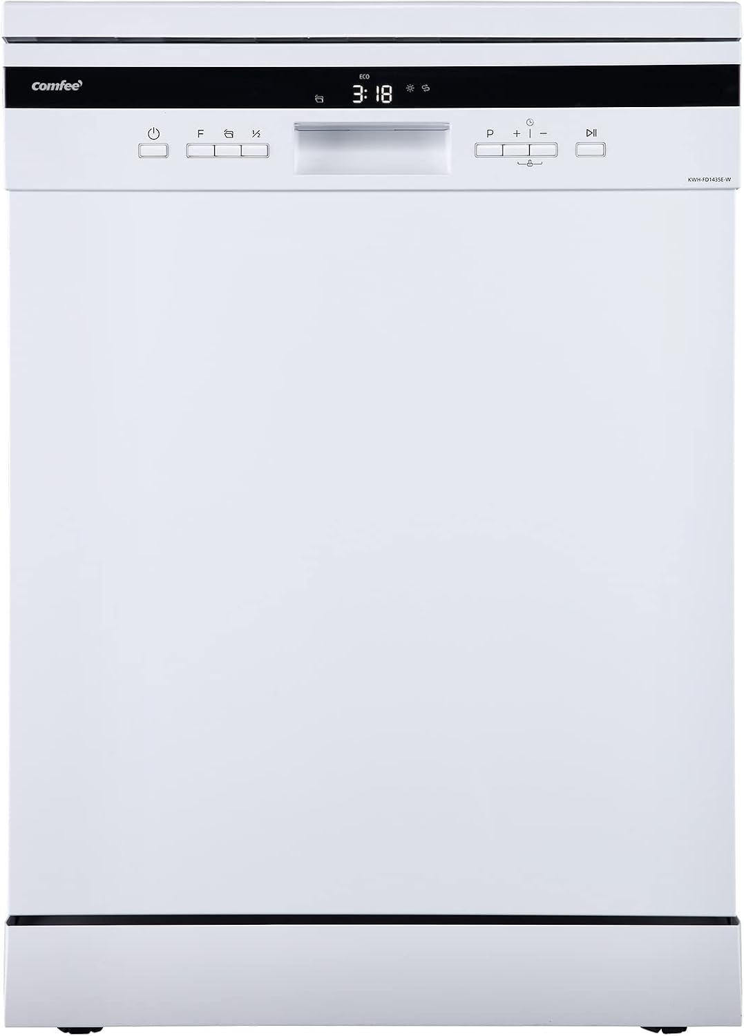 COMFEE' Freestanding Dishwasher FD1435E-W with 14 place settings, Full Size, 44dB, Wide LED Display, Delay Start, Half Load Function, Flexible Racks, White (KWH-FD1435E-W)