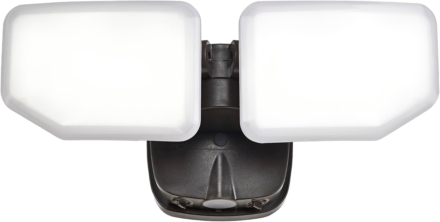 38W Flood Lights Outdoor, Integrated LED Security Light Fixture with 2 Adjustable Heads, Adjustable Brightness and Color, Dusk to Dawn Exterior LED Outdoor Light for Garage Yard Porch (Bronze)