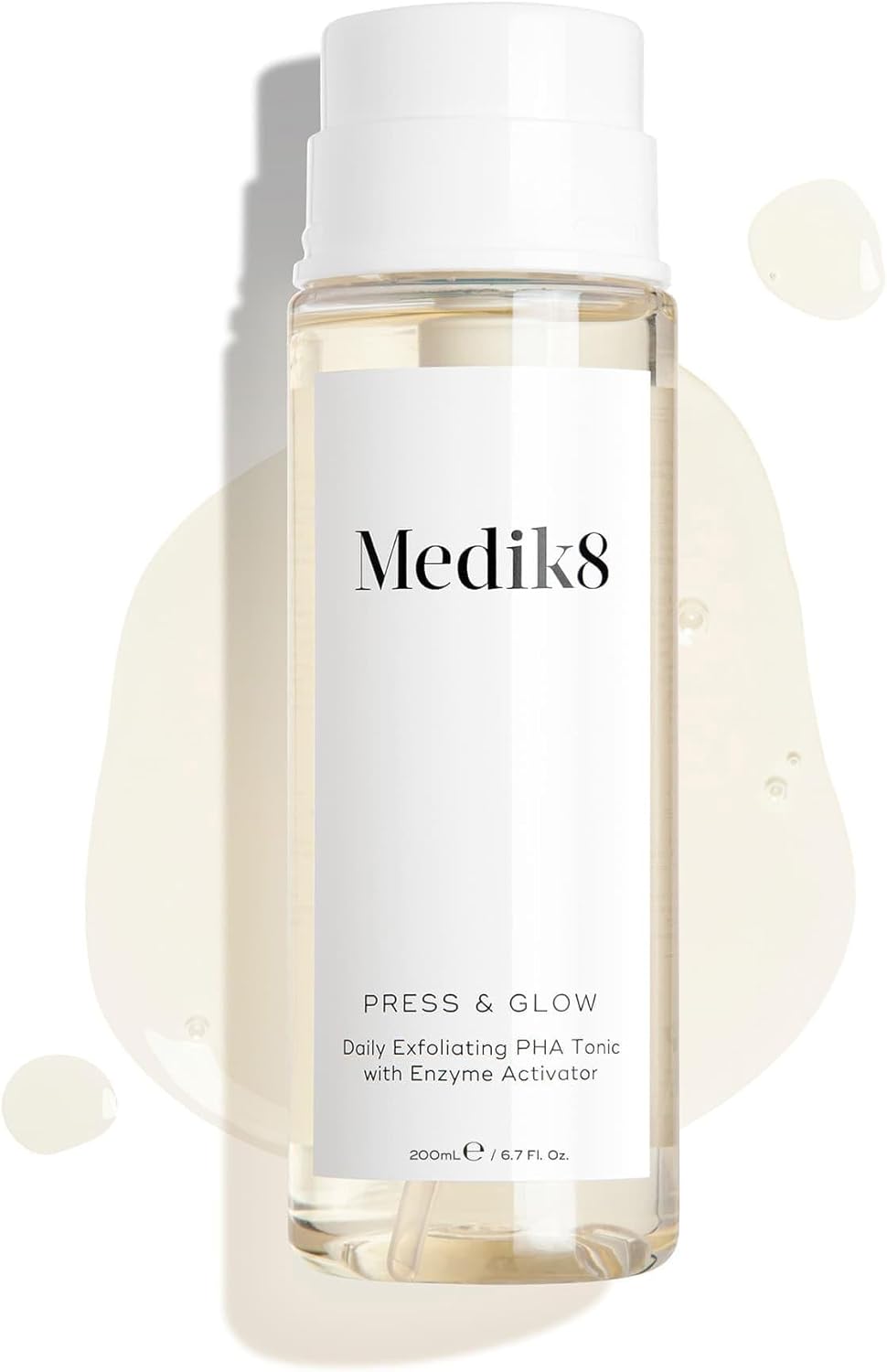 Medik8 Press & Glow - Daily PHA Exfoliating Facial Toner - Smooths Skin Surface & Boosts Radiance - All Skin Types - 200ml
