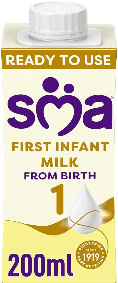 SMA Stage 1 First Infant Baby Milk Liquid Formula from Birth 200ml x 12