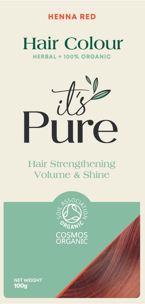 It's Pure Organic Herbal Hair Dye in Henna Red 100g