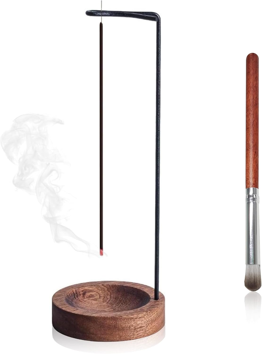 Incense Stick Holder, Wooden Incense Holders for Sticks with Brush Upside Down Incense Burner Holder Ash Catcher Catching Room for Yoga Meditation