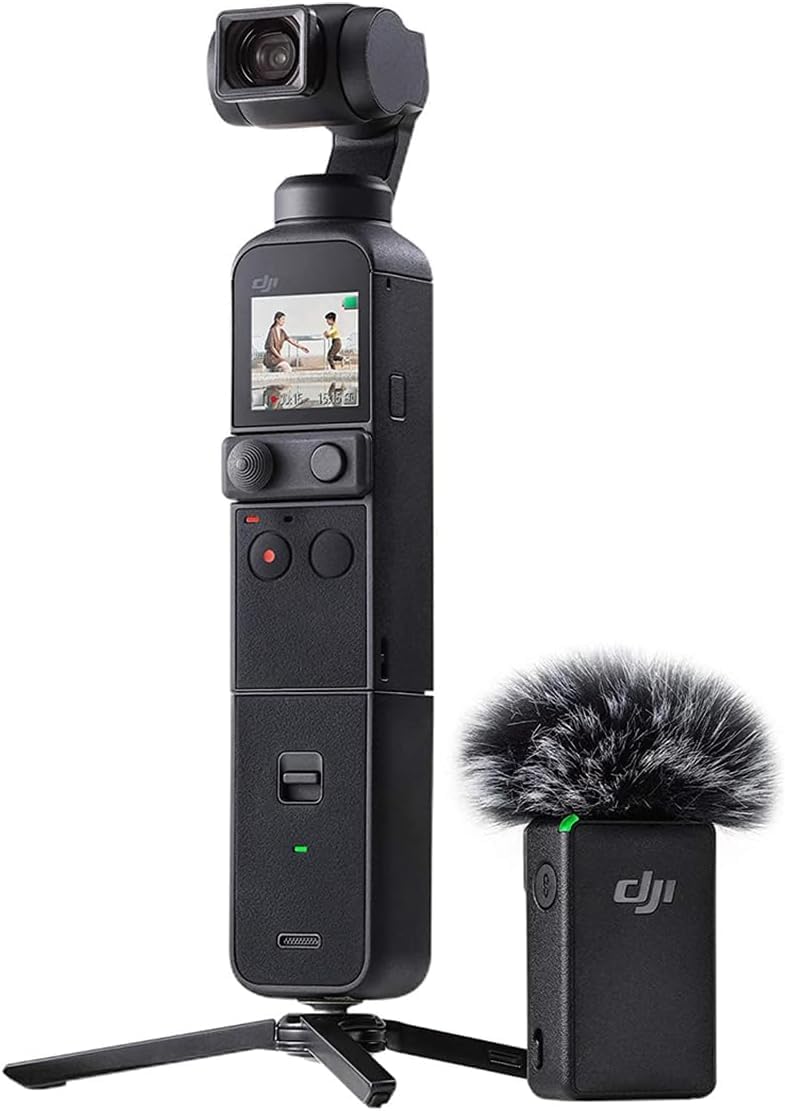 DJI Pocket 2 Creator Combo, Digital Camera 4K, 1/1.7" CMOS, 64MP Photo, Face Tracking, YouTube, Portable Vlogging Camera for Android and iPhone, Black