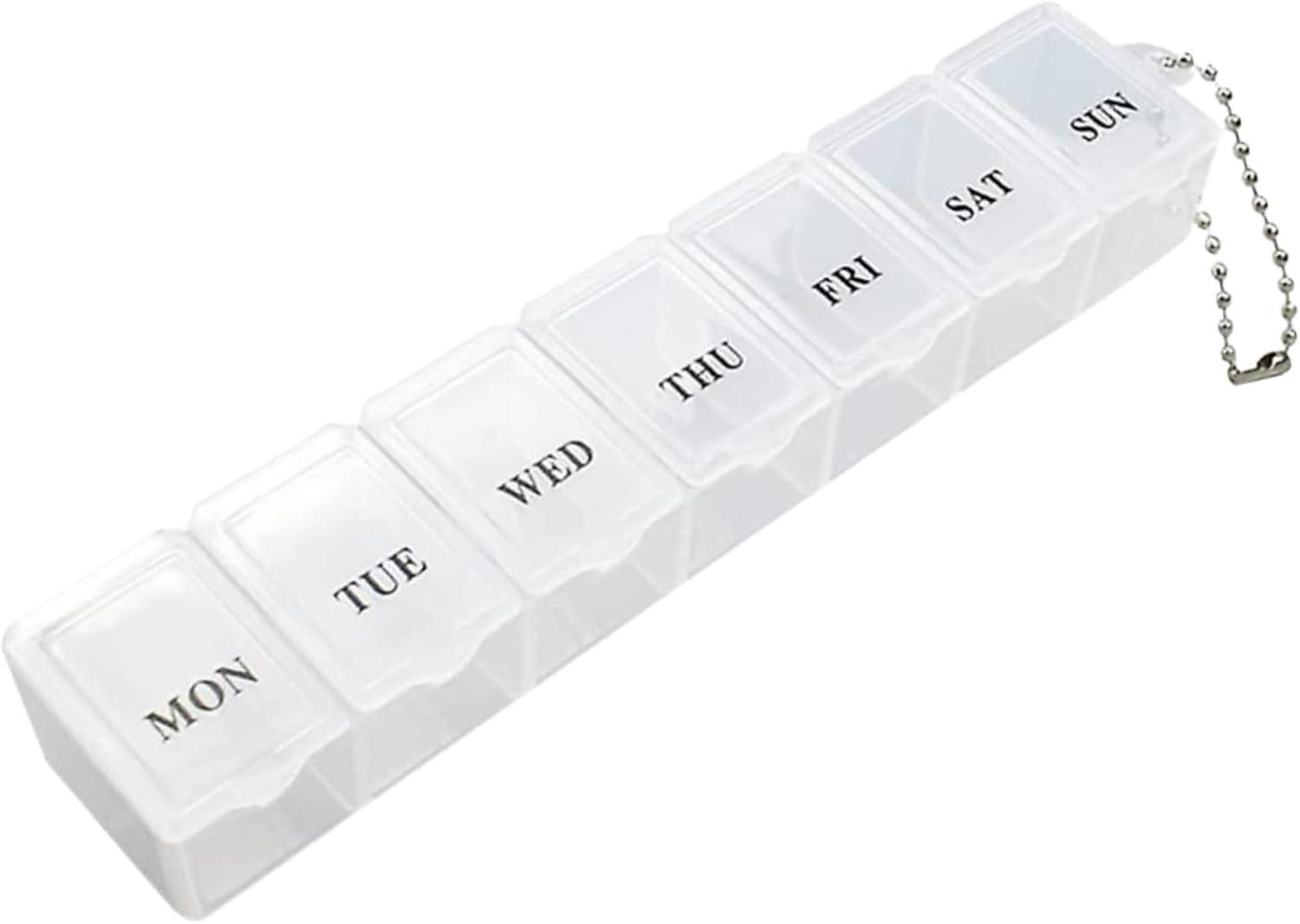 7 Day Weekly Pill Box Organiser Travel Dosset Box Portable Tablet Organizer Medicine Storage Box Pill Dispenser | Medication Organizer - 1 Times a Day for Pills/Fish Oil/Vitamins (Clear)