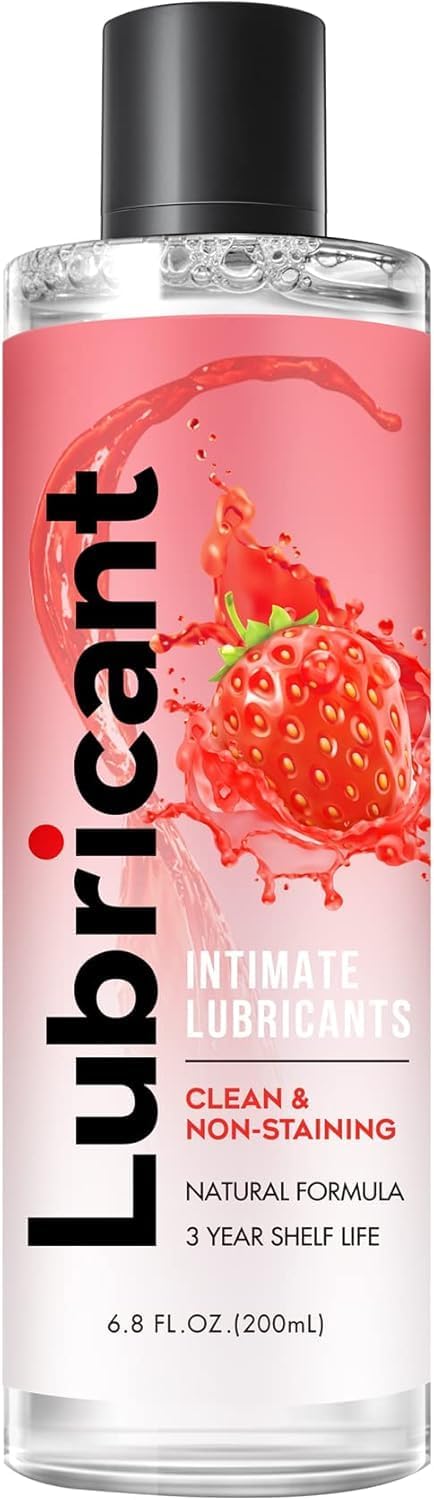Strawberry Flavored Personal Lubricant - Water-Based, Long-Lasting Moisture, Hypoallergenic Lube for Sensitive Skin, pH Balanced Care, 6.8 Fl Oz