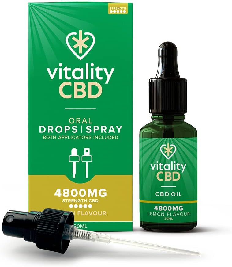Vitality CBD Drops, Spray in MCT Oil 4800 mg, Lemon, 30 ml, NO THC