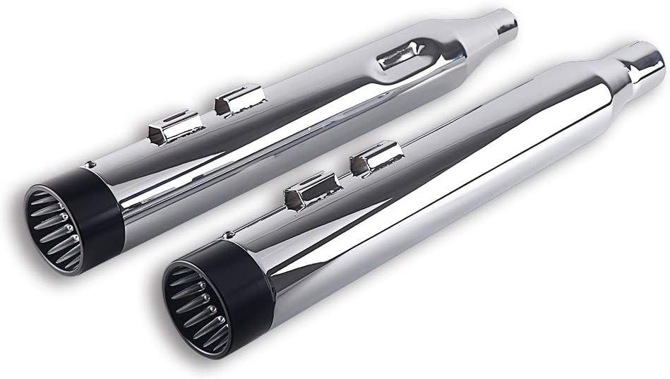 SHARKROAD Super Loud Version Chrome 4” Slip On Mufflers Exhaust Pipe for Harley 2017-UP Touring Road King, Steet Glide Baggers