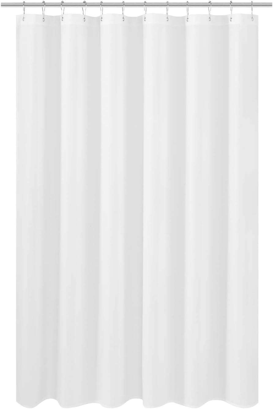 N&Y HOME Longer Shower Curtain Liner Fabric 72 x 75 inches, Hotel Quality, Washable, White Spa Bathroom Curtains with Grommets, 72x75