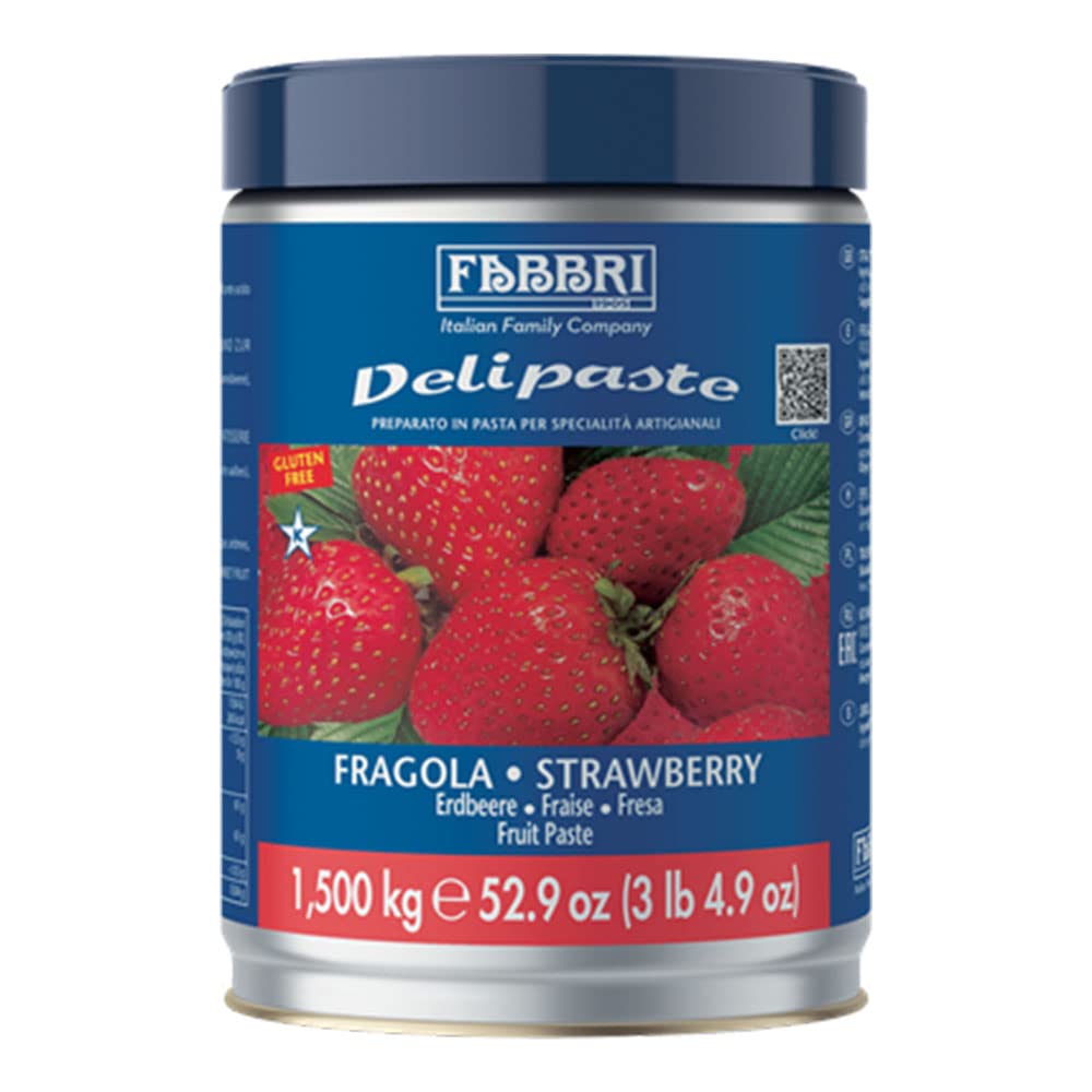 Fabbri Delipaste Strawberry Flavoring Compound, 3.3 lb | For Gelato, For Ice Cream, For Soft Serve, For Pastry and Confectionary, 1 Tin