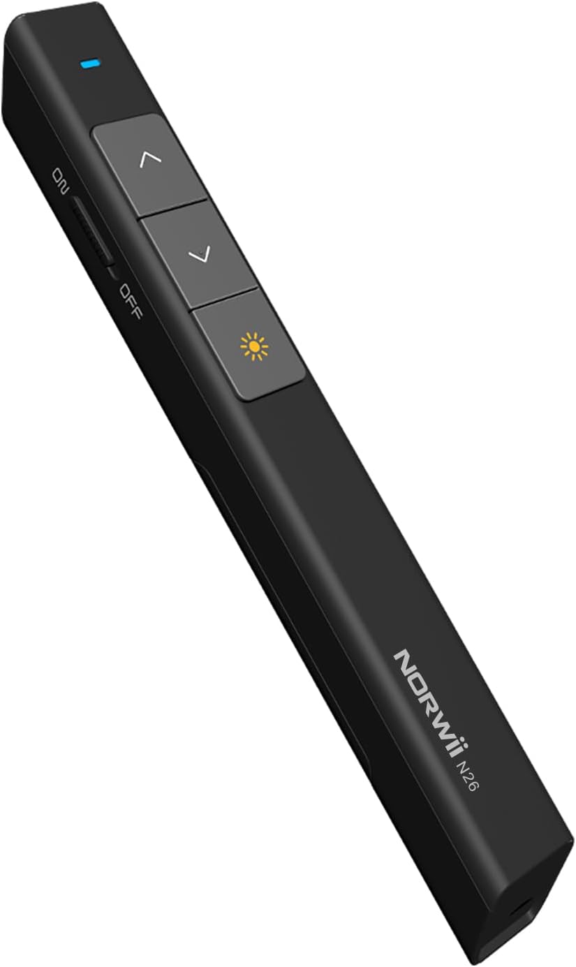 NORWII N26 Presentation Clicker 330FT/100M, 2.4GHz Wireless Presenter PPT Clicker for PowerPoint Remote Presentation Pointer Computer Clicker