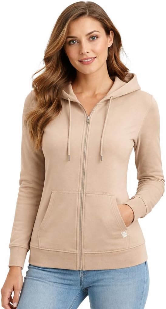 Blu Apparel Women’s Midweight French Terry Zip-Up Hoodie – Soft, Comfortable, Everyday Layer