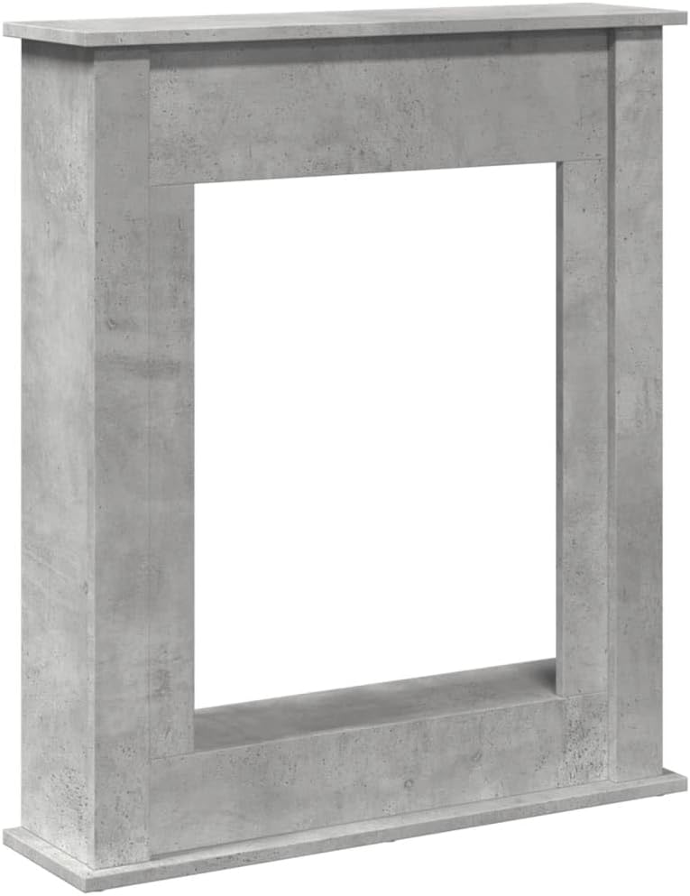 vidaXL Fireplace Surround - Concrete Grey - Engineered Wood Mantel for LED Flames - 75 x 20 x 87.5 cm