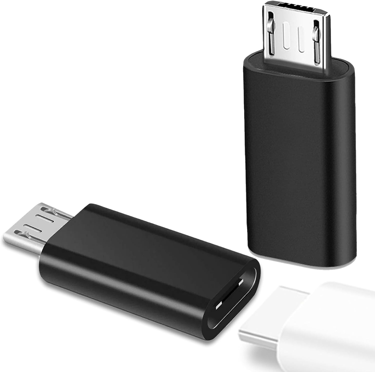 ASIRYVA 2 Pack USB C to Micro USB Adapter - Female to Male Connector Compatible With Galaxy S7/S7 Edge, Nexus 5/6 and Micro USB Devices - Black