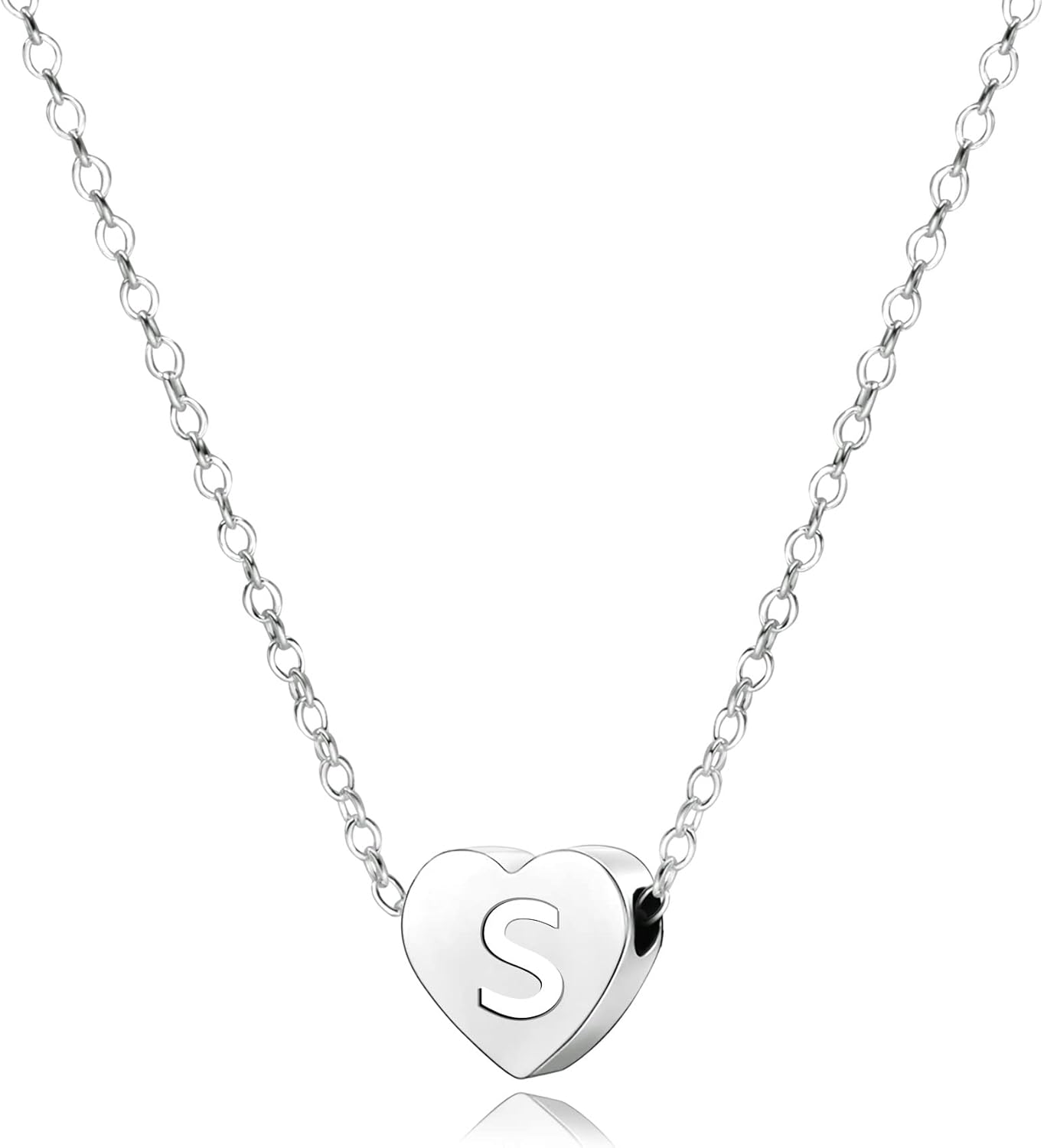 KENYG S925 Silver A-Z Capital Initial Heart Pendant Necklaces for Women Girls Lady for Christmas Birthday Graduation,Women Choker Tiny Necklaces Fashion Jewellery