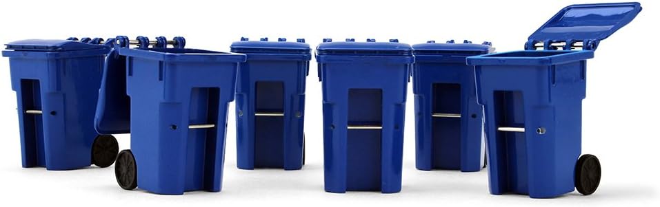 First Gear Set of 6 Blue Garbage Trash Bin Containers Replica 1/34 Models