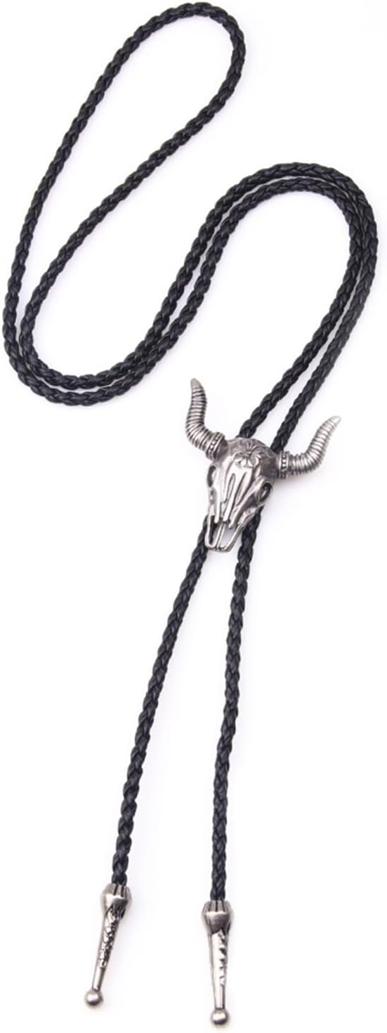 Sumajuc Mens Leather Necklace, Adjustable Vintage Bolo Tie for Men, Unisex Wild West Theme Cowboy Accessories