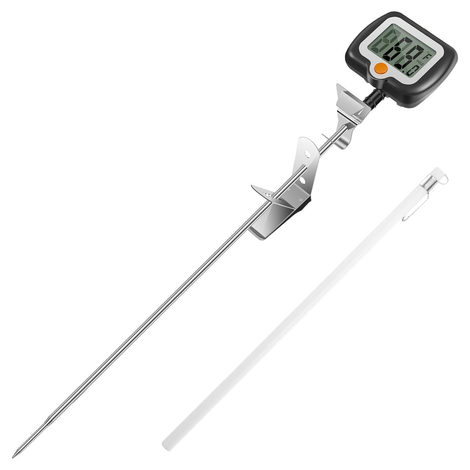 Digital Candy Thermometer with Pot Clip, 10" Long Stainless Steel Probe, Instant Read Kitchen Thermometer for Cooking, Baking, and Candy Making