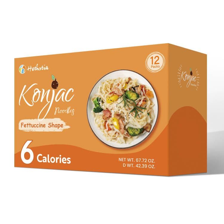 Hethstia Shirataki Noodle Low-Carb Pasta, 12 Packs Konjac Fettuccine Pasta Gluten Free, Low Calorie, Vegan, Sugar Free, Keto, Ready to Eat, Healthy Diet, Holiday Gifts