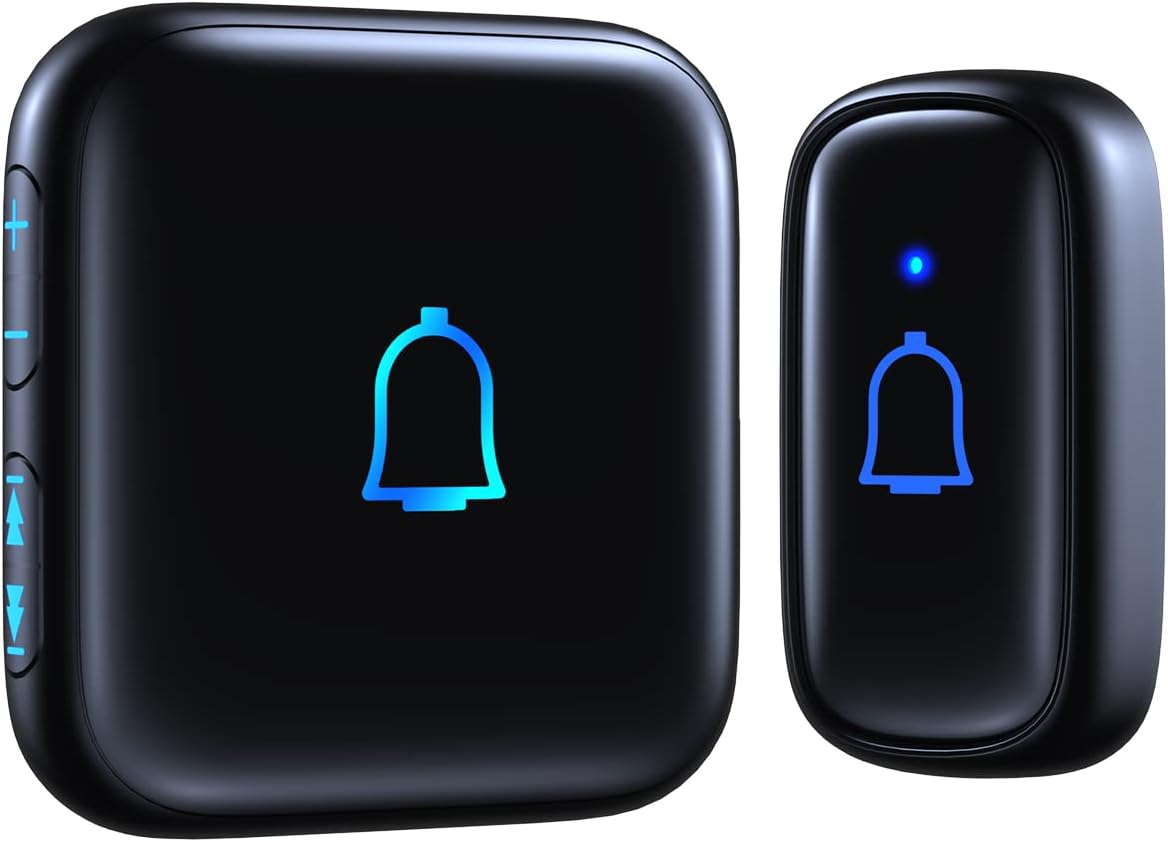 Doorbell Wireless Doorbell IP66 Waterproof 1000 Feet with 56 Chimes 115dB 7 Volume Levels Mute Mode LED Flash Door Bell Ringer Wireless for Kids Room Teachers Classroom Home Office & Hearing-Impaired
