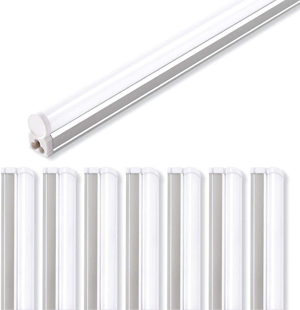 Barrina LED T5 Integrated Single Fixture, 4FT, 2200lm, 6500K (Super Bright White), 20W, Utility Shop Light, Ceiling and Under Cabinet Light, ETL Listed, Corded Electric with ON/Off Switch, 8 Pack